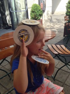 Lunchtime antics in Innsbruck--it's amazing what this kid will do.