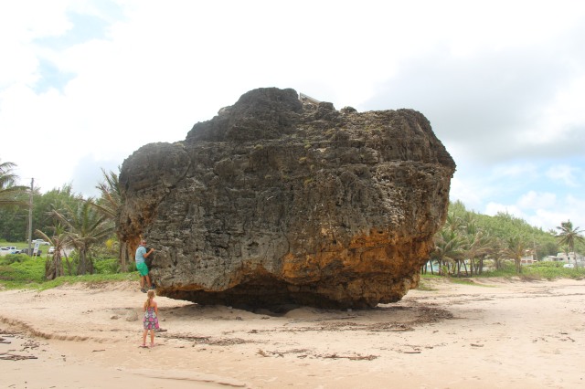 Beach boulders on the East Coast - this one has a bench on top but we didn't find an easy route up